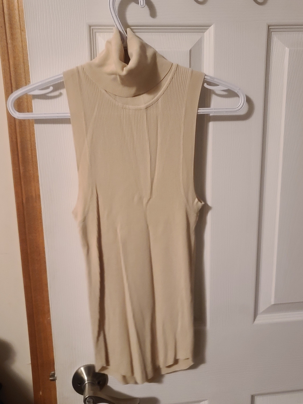 Zara Sleeveless Turtleneck Tank Top - Beige